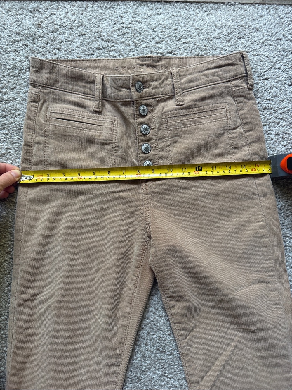 American Eagle Super High Rise Corduroy Flare Pants Button Fly Size 6 - Picture 10 of 10